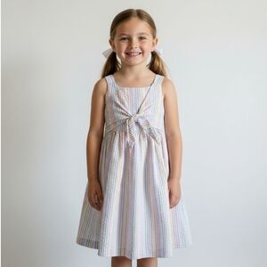 B by Bonnie Jean Girls Size 7 Pastel Stripe Tie-Front Sundress